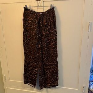 Topshop Leopard Print Wide Leg Pants